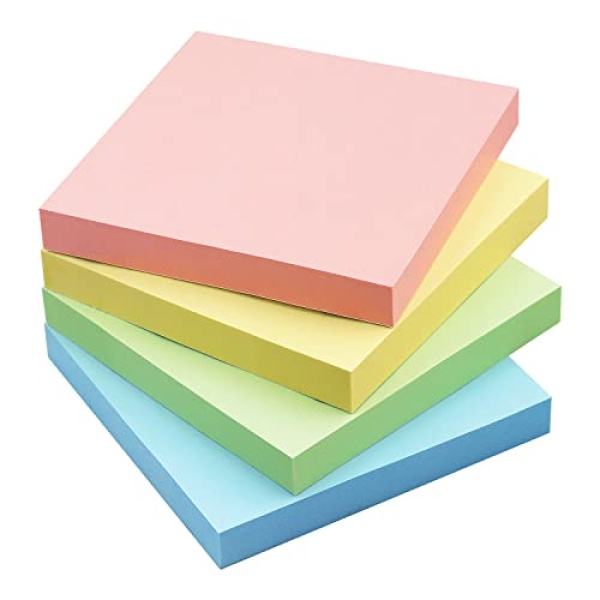 Sticky Notes 3x3 Self-Stick Notes Bright Colors Sticky Notes 4 Pads 100 Sheets/Pad (Pastel)