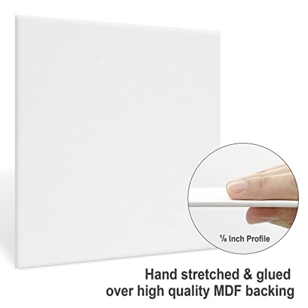 PHOENIX Painting Canvas Panels 8x10 Inch, 24 Bulk Pack - 8 Oz Triple Primed 100% Cotton Acid Free Canvases for Painting, White Blank Flat Canvas Boards for Acrylic, Oil, Watercolor & Tempera Paints - Image 6