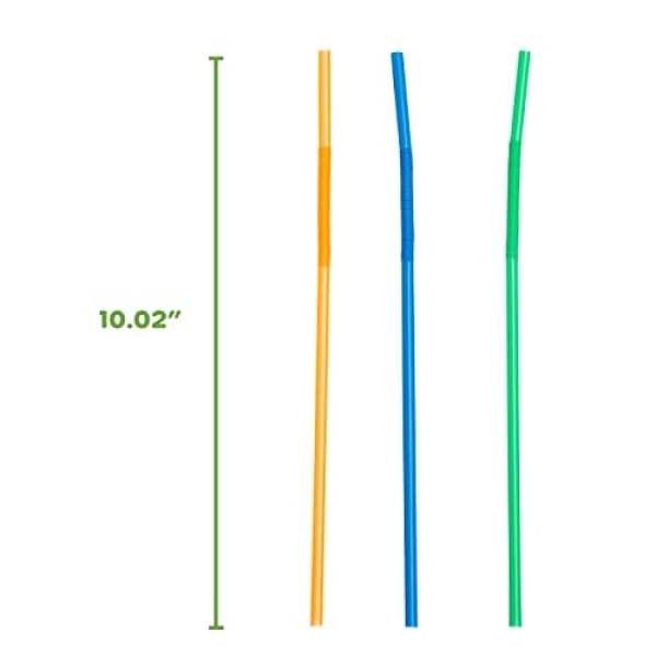 [200 Pack] Long Flexible Disposable Plastic Drinking Straws - 10.02" High - Assorted Colors - Image 6