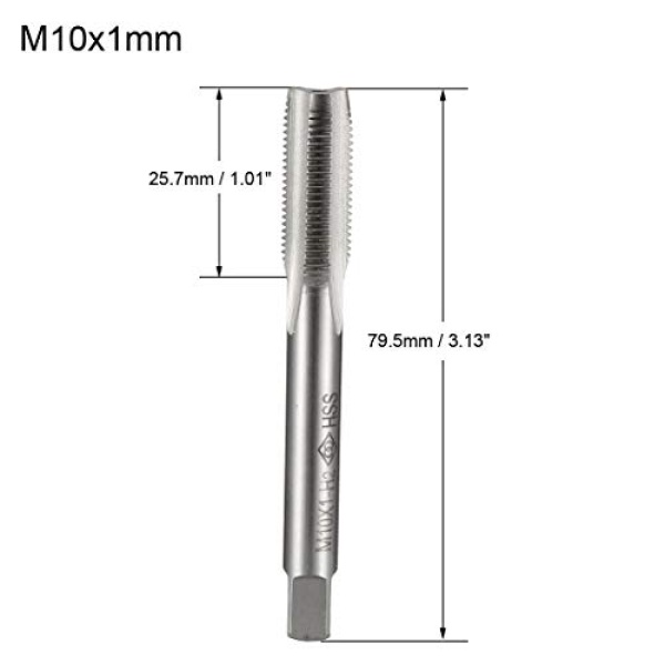 uxcell Metric Machine Thread Milling Tap M10 x 1 H2 High Speed Steel Uncoated 3 Straight Flutes Thread Tapping DIY Tool 2pcs - Image 6