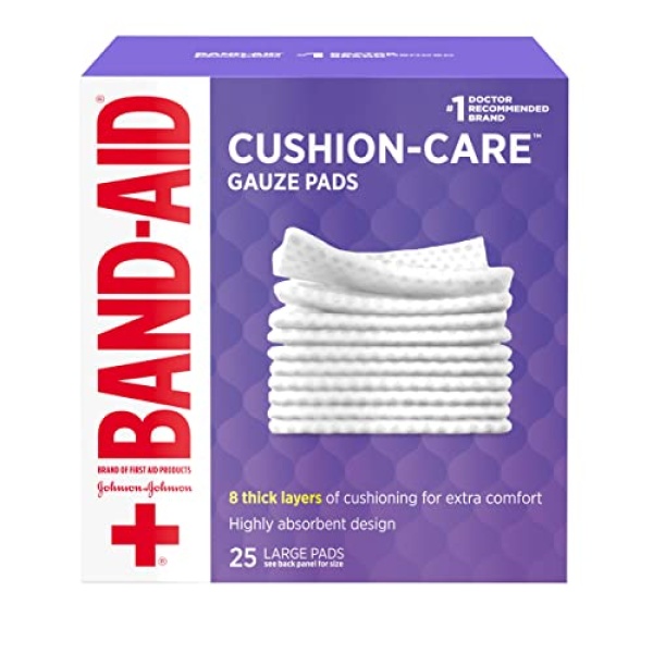 Band-Aid Brand Absorbent Cushion Care Sterile Square Gauze Pads for First Aid Protection of Minor Cuts, Scrapes & Burns, Non-Adhesive, Wound Care Dressing Pads, Large, 4 in x 4 in, 25 ct - Image 2