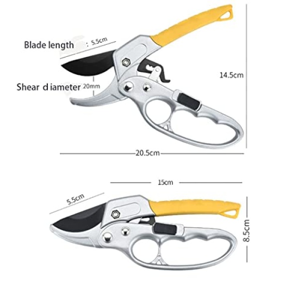 Premium Bypass Pruning Shears,Garden clippers, Gardening scissors,ratchet pruners shears, for orchard,tree, floral, live plants, arthritis weak hand gardening tools (Modern) - Image 4