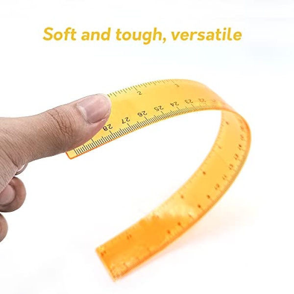 Color Transparent Ruler Plastic Rulers - Ruler 12 inch, Kids Ruler for School, Ruler with Centimeters, Millimeter and Inches, Assorted Colors, Clear Rulers, 7 Pack School Rulers - Image 4