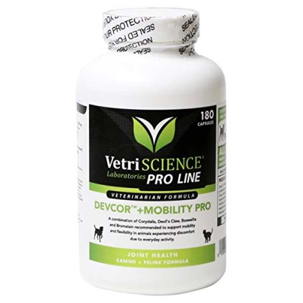 VetriScience Devcor Mobility Pro Caps for Cats and Dogs - Joint Supplement for Canines and Felines - 180 Capsules