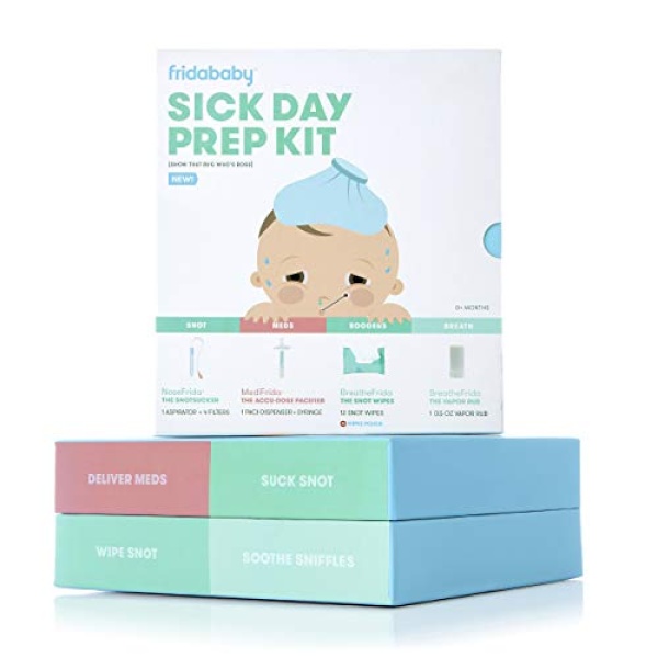 Baby Sick Day Prep Kit by FridaBaby - Includes NoseFrida Nasal Aspirator, MediFrida Pacifier Medicine Dispenser, Breathefrida Vapor Chest Rub + Snot Wipes. Soothe Stuffy Noses for Babies with A Cold - Image 5