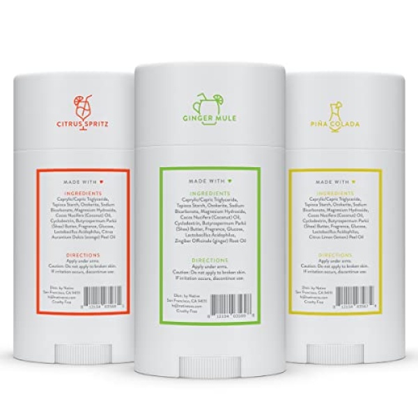 Native Deodorant | Natural Deodorant for Women and Men, Seasonal Scents, Aluminum Free with Baking Soda, Probiotics, Coconut Oil and Shea Butter | Ginger Mule, Citrus Spritz, Pina Colada - Variety Pack of 3 - Image 2