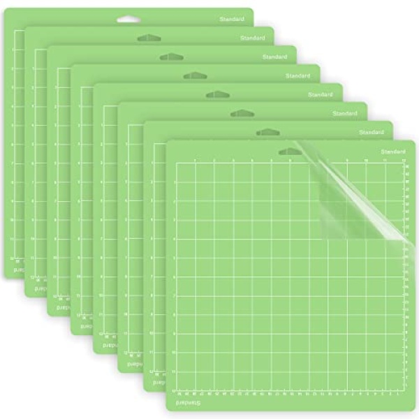 Cutting Mat for Cricut 8 Pack 12x12 Inch Standard Green Grip Adhesive Sticky Non-Slip Durable Mat for Cricut Explore One/Air/Air 2/Maker Cut Mats Replacement Accessories