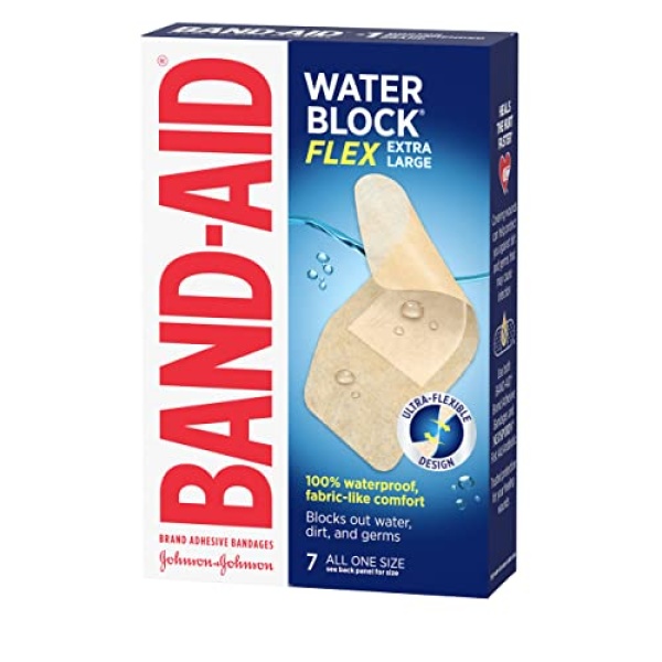 Band-Aid Brand Water Block Flex 100% Waterproof Adhesive Bandages for First-Aid Wound Care of Minor Cuts, Scrapes & Wounds, Ultra-Flexible Design, Sterile, Extra Large, 7 ct - Image 3