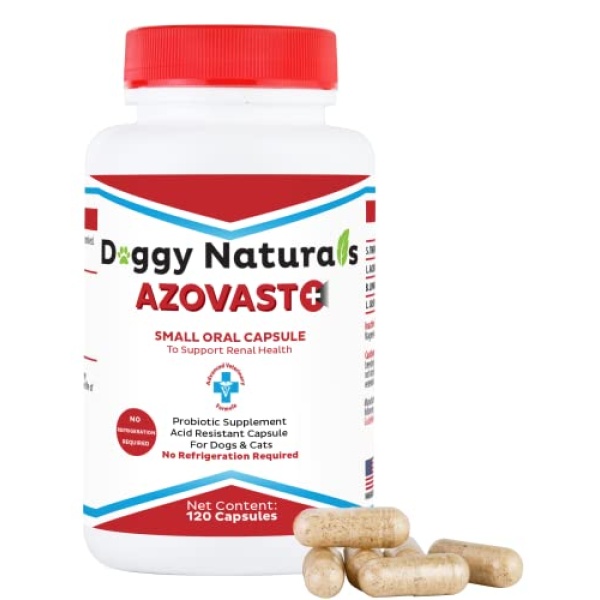 Azovast Plus Kidney Health Supplement for Dogs & Cats, 120ct - NO Refrigeration Required - Help Support Kidney Function & Manage Renal Toxins - Renal Care Supplement Capsule(U.S.A) (120 Caps)