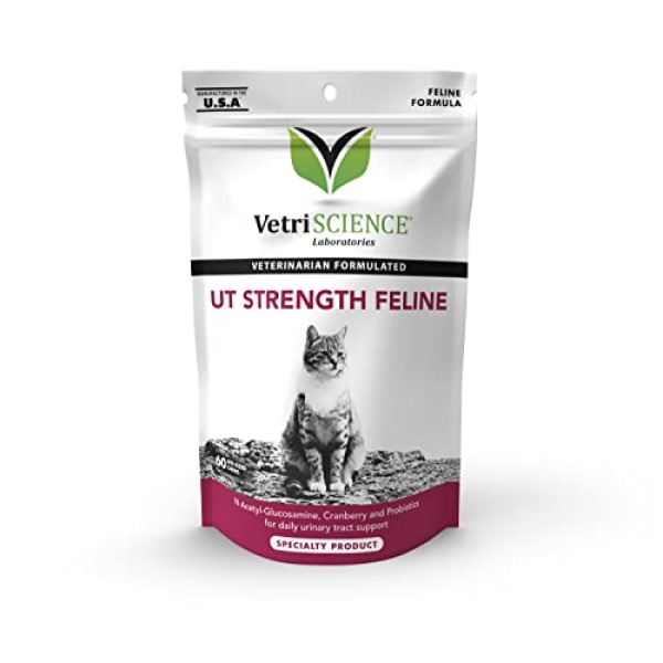 VETRISCIENCE UT Strength Feline Urinary Tract Supplement for Cats – Chews for Urinary Tract Support with Cranberry Powder, Bromelain, and Probiotics 60-count