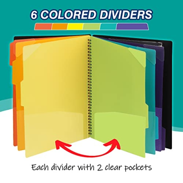 H4D 12 Pocket Poly Project Organizer, Spiral Multi Pocket Folder Organizer with Pockets, Multi-Subject Folder Notebook, Letter Size - Image 7