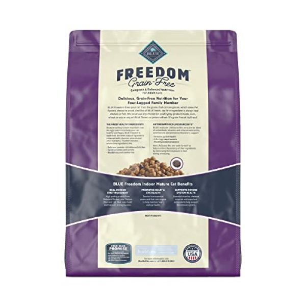 Blue Buffalo Freedom Grain Free Natural Indoor Mature Dry Cat Food, Chicken 11-lb - Image 13