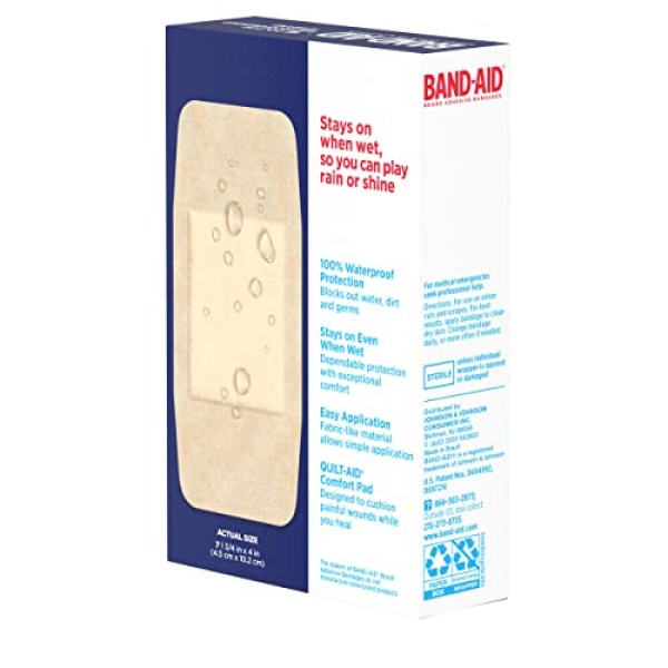 Band-Aid Brand Water Block Flex 100% Waterproof Adhesive Bandages for First-Aid Wound Care of Minor Cuts, Scrapes & Wounds, Ultra-Flexible Design, Sterile, Extra Large, 7 ct - Image 2