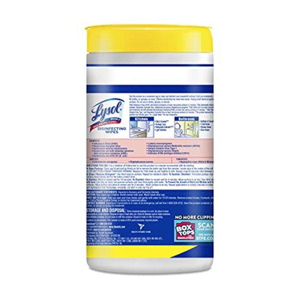 Lysol Disinfectant Wipes, Multi-Surface Antibacterial Cleaning Wipes, For Disinfecting and Cleaning, Lemon and Lime Blossom, 80 Count (Pack of 2)​ - Image 9