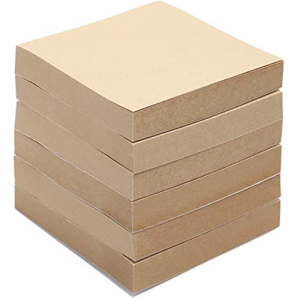 6 Pack Kraft Paper Sticky Notes, Self-Adhesive Memo Notepad Set, 100 Sheets Per Pad (3 x 3 in) - Image 2