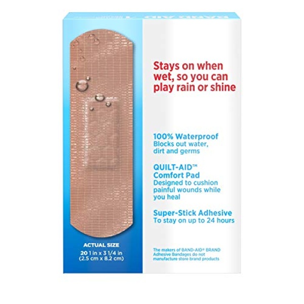 Band-Aid Brand Water Block Waterproof Tough Adhesive Bandages for Minor Cuts and Scrapes, All One Size, 20 Count (Pack of 1) - Image 12