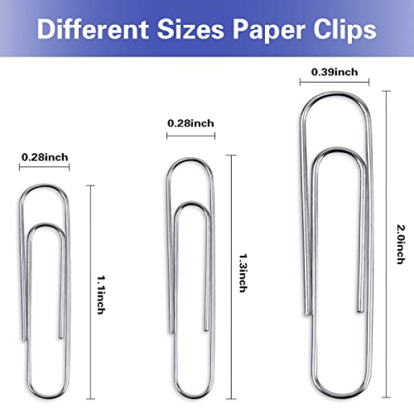 CToN 700 Pcs Paper Clips Assorted Sizes, Silver Paperclips for Office Home School and Personal Use(28 mm, 33mm, 50 mm) - Image 4