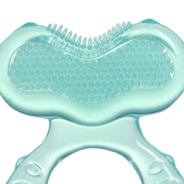 Nuby Silicone Teethe-eez Teether with Bristles, Includes Hygienic Case, Aqua - Image 2