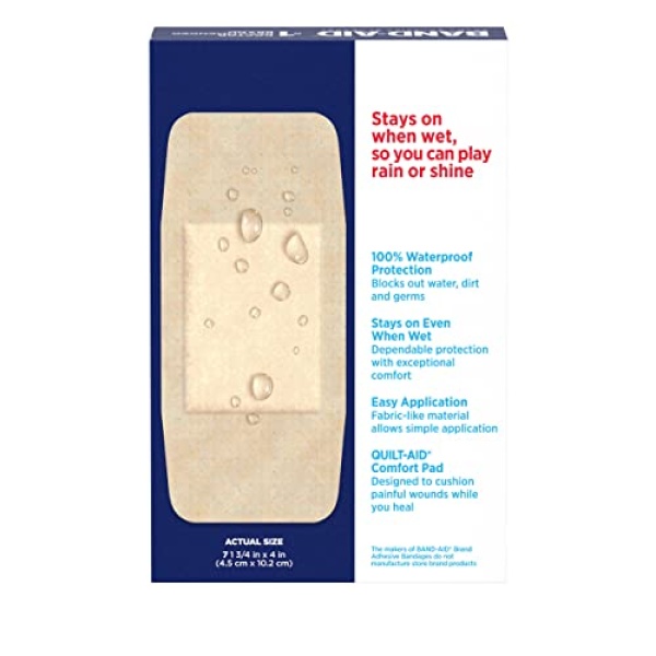 Band-Aid Brand Water Block Flex 100% Waterproof Adhesive Bandages for First-Aid Wound Care of Minor Cuts, Scrapes & Wounds, Ultra-Flexible Design, Sterile, Extra Large, 7 ct - Image 9