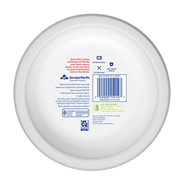 Dixie Ultra Paper Bowls, 20 Oz, Dinner or Lunch Size Printed Disposable Bowls, , Packaging and Design May Vary,52 Count (Pack of 1) - Image 2