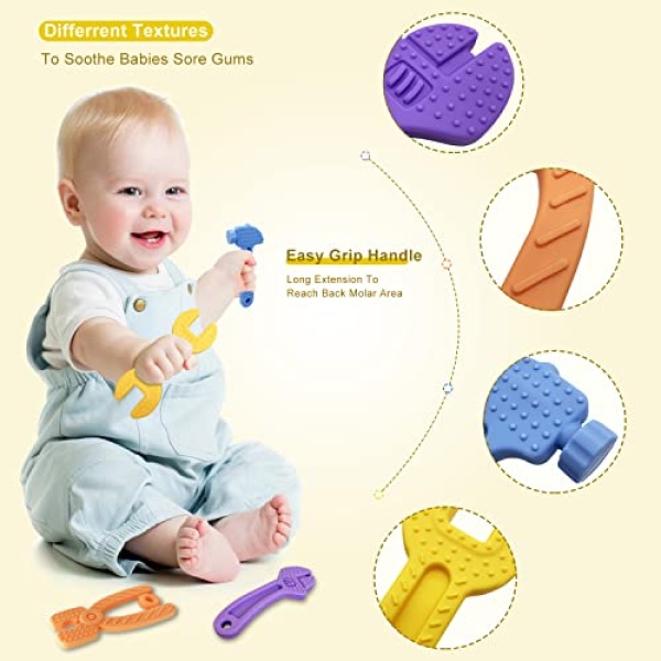 Teething Toys for Babies 6-12 Months, Silicone Baby Teething Toys, Baby Teether, Baby Teethers 0-6 Months, Baby Chew Toys, Soothe Babies Sore Gums, Novel Baby Boy Toys - Image 4