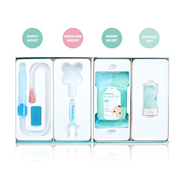 Baby Sick Day Prep Kit by FridaBaby - Includes NoseFrida Nasal Aspirator, MediFrida Pacifier Medicine Dispenser, Breathefrida Vapor Chest Rub + Snot Wipes. Soothe Stuffy Noses for Babies with A Cold - Image 3