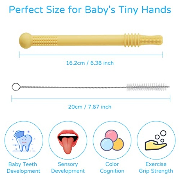 HAILI XMGQ Hollow Teething Tubes for Babies,6 Pack Chewy Straw Toy,Safe Silicone Baby Teethers Teething Toy 0-6 Months 6-12 Months - Image 7