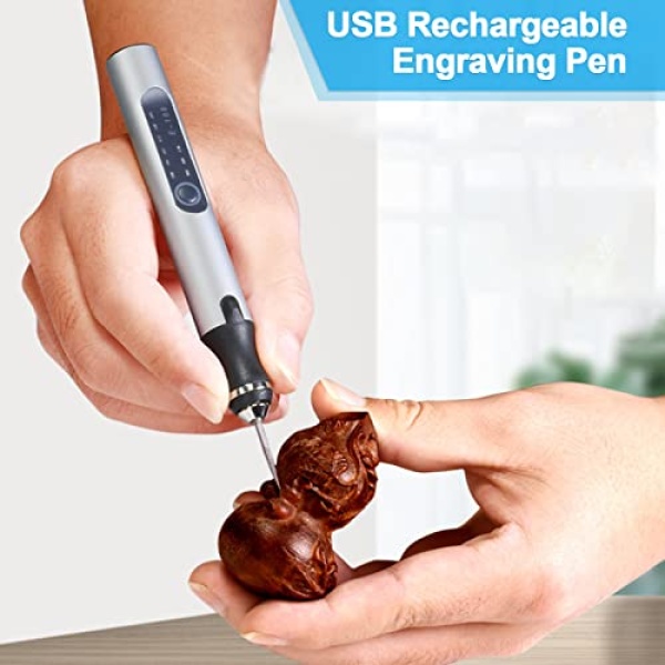 USB Rechargeable Engraving Pen, 2023 New Mini Engraver Pen for All Materials, DIY Engraving Pen Cordless, Professional Etcher Engraver Tool for Jewelry Glass Wood Stone Metal - Image 5