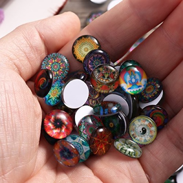 ULTNICE 200pcs Cabochons Round Mosaic Tiles for Crafts Glass Mosaic for Jewelry Making 12mm - Image 3