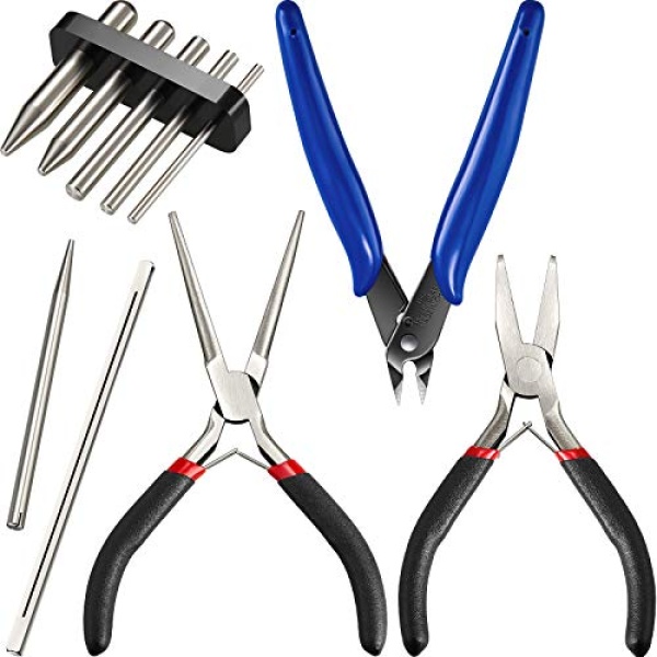 10 Pieces Metal DIY Model Tool Sets Tab Edge Cylinder Cone Shape Bending Assist Tools and Nozzle Pliers Flat Nose Pliers Needle Nose Pliers for 3D Metal Jigsaw Puzzles Assembly