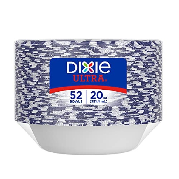 Dixie Ultra Paper Bowls, 20 Oz, Dinner or Lunch Size Printed Disposable Bowls, , Packaging and Design May Vary,52 Count (Pack of 1) - Image 3