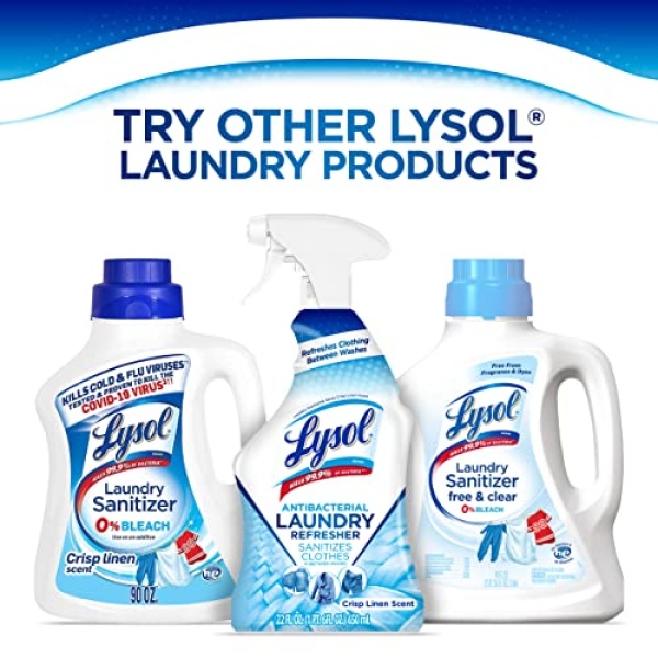 Lysol Antibacterial Laundry Refresher Spray, Fabric Sanitizing and Freshening Spray, For Sanitizing and Deodorizing Clothes, Crisp Linen, 1 Count, 22 oz. - Image 2