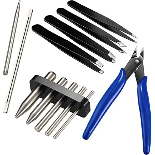 12 Metal DIY Model Kits Tool Including 7 Metal Model Long Edge Bending Tools Tab Twisting Tool Cylinder Cone Shape Bend Assist Tool 1 Clipper 4 Metal Tweezers for 3D Metal Jigsaw Puzzles Assembly