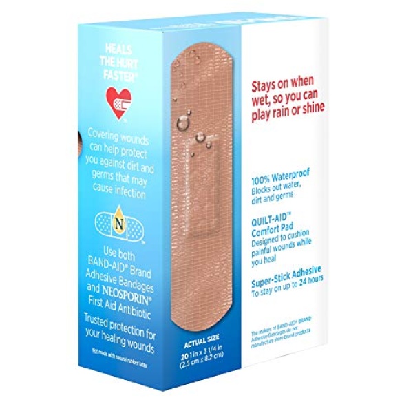 Band-Aid Brand Water Block Waterproof Tough Adhesive Bandages for Minor Cuts and Scrapes, All One Size, 20 Count (Pack of 1) - Image 4