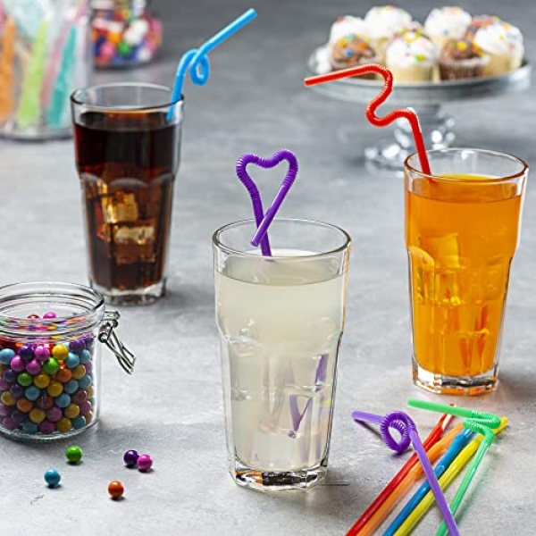 [200 Pack] Long Flexible Disposable Plastic Drinking Straws - 10.02" High - Assorted Colors - Image 5