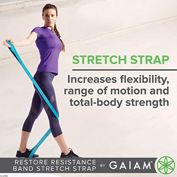 Gaiam Restore Stretch Band Strap - Elastic Stretching Strap with Loops for Medium Resistance Stretch Assist on Leg, Hamstring, Exercise/Fitness/Workout, Physical Therapy - Image 5