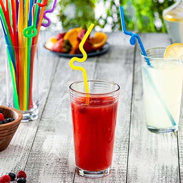 [200 Pack] Long Flexible Disposable Plastic Drinking Straws - 10.02" High - Assorted Colors - Image 3