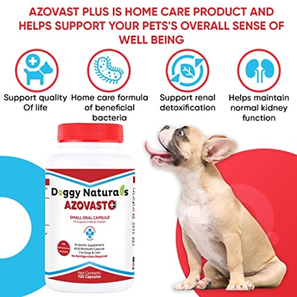 Azovast Plus Kidney Health Supplement for Dogs & Cats, 120ct - NO Refrigeration Required - Help Support Kidney Function & Manage Renal Toxins - Renal Care Supplement Capsule(U.S.A) (120 Caps) - Image 6