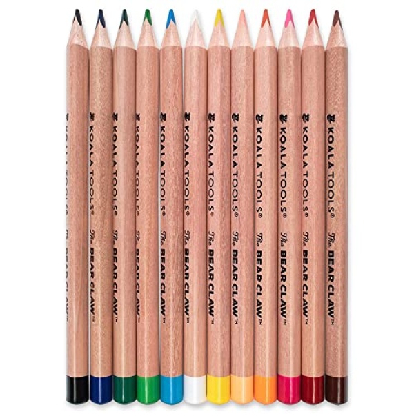 Koala Tools - Bear Claw Colored Pencils for Adults and Kids, Water Soluble Color Pencils with Triangular Grip for Art and Shading, Large Coloring Pencils, Pack of 12 - Image 2