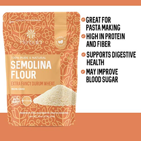 Semolina Flour 2lbs / 32oz, Fine Semolina Flour for Pasta, Pizza Dough, Cake Flour and Bread Flour, 100% Fine Ground All-Natural Durum Wheat From CANADA. - Image 3