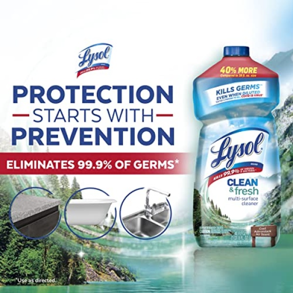 Lysol Multi-Surface Cleaner, Sanitizing and Disinfecting Pour, to Clean and Deodorize, Cool Adirondack Air, 40oz - Image 3