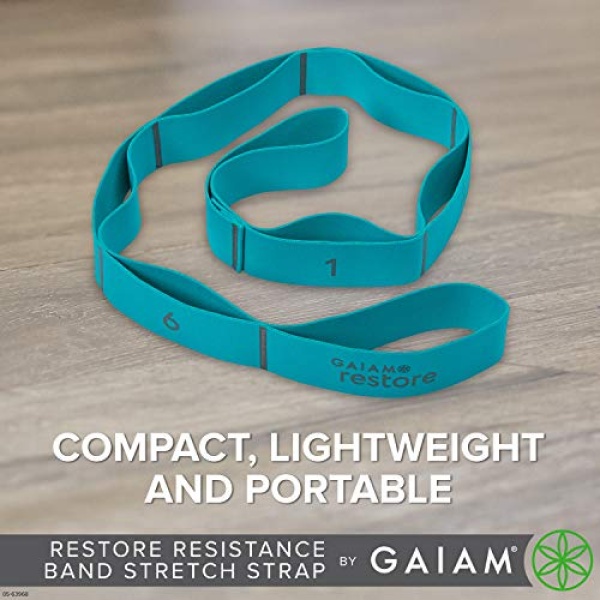 Gaiam Restore Stretch Band Strap - Elastic Stretching Strap with Loops for Medium Resistance Stretch Assist on Leg, Hamstring, Exercise/Fitness/Workout, Physical Therapy - Image 3