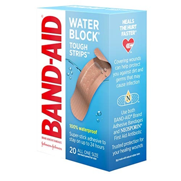 Band-Aid Brand Water Block Waterproof Tough Adhesive Bandages for Minor Cuts and Scrapes, All One Size, 20 Count (Pack of 1) - Image 2