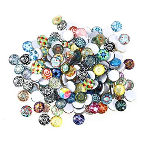 ULTNICE 200pcs Cabochons Round Mosaic Tiles for Crafts Glass Mosaic for Jewelry Making 12mm - Image 6