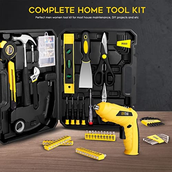 ENTAI Tool Kit for Home, Basic Tool Kit with 3.6V Cordless Screwdriver for Men Women Home and Household Repair, 176-Piece Complete Home Tool Kit for DIY, College Students, with Solid Toolbox - Image 6