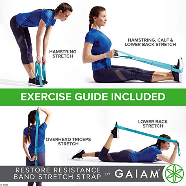 Gaiam Restore Stretch Band Strap - Elastic Stretching Strap with Loops for Medium Resistance Stretch Assist on Leg, Hamstring, Exercise/Fitness/Workout, Physical Therapy - Image 2