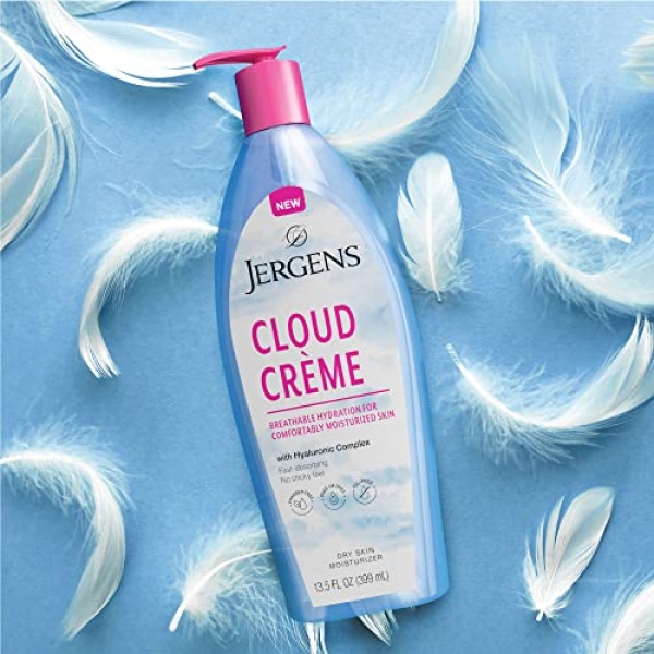 Jergens Cloud Creme Breathable Body Lotion, Fast-Absorbing Hydrating Moisturizer, Paraben-Free, with Hyaluronic Complex, Non-Greasy Application, 13 oz - Image 6