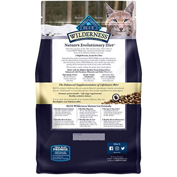 Blue Buffalo Wilderness High Protein, Natural Mature Dry Cat Food, Chicken 5-lb - Image 9