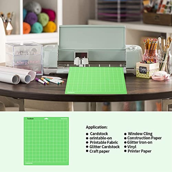 TransWonder Cutting Mats for Cricut, 7 Pack Cutting Mat 12x12(LightGrip, StandardGrip, StrongGrip, FabricGrip) Variety Adhesive Sticky Cutting Mats for Cricut Accessories - Image 6