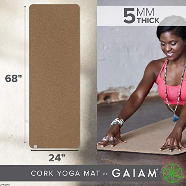 Gaiam Yoga Mat Cork - Great for Hot Yoga, Pilates (68-Inch x 24-Inch x 5mm Thick) - Image 4